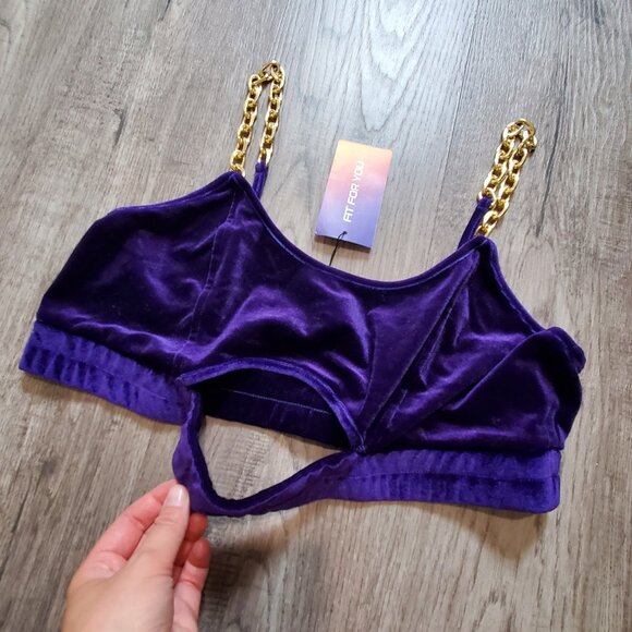Shein SXY Purple Velvet Chain Strap Bralette 2X - Picture 4 of 5